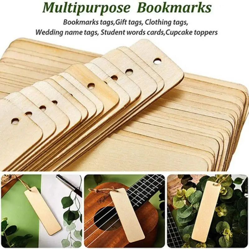 20pcs Blank Rectangle Wooden Tags – DIY Crafts & Bookmarks Wood Craft Tags Babs