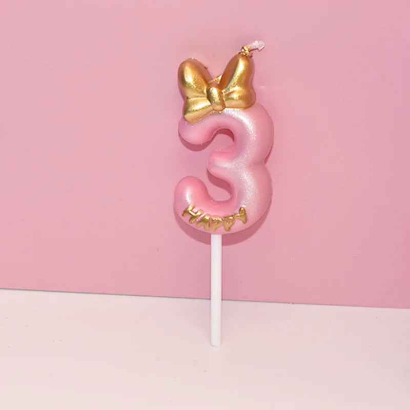 Pink Number Cake Topper Candles 0–9 | Girls Birthday Party Birthday Cake Candles Babs 3