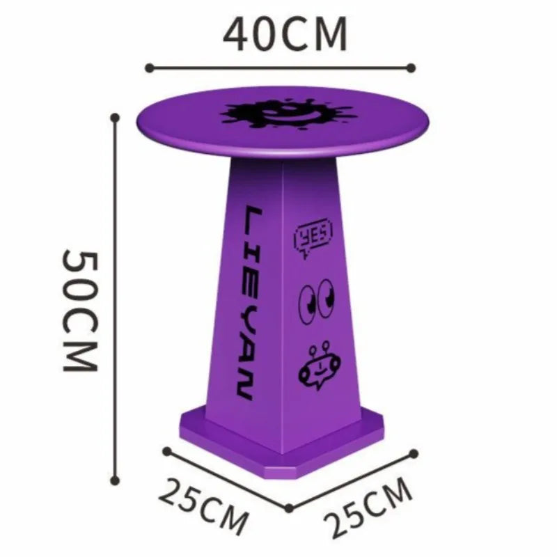 Modern Round Metal Side Table | Minimalist Living Room Coffee Table Round Side Table Babs Purple