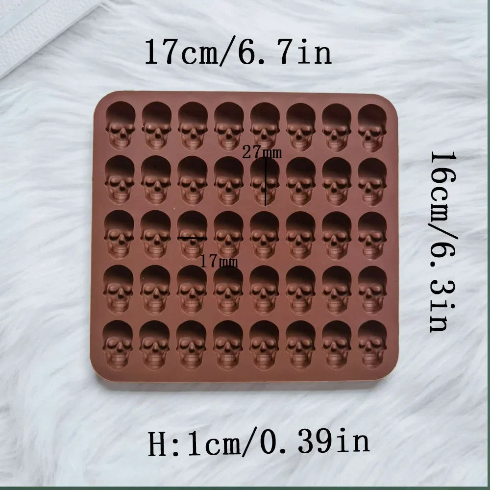 40-Hole Skull Silicone Mold – Ice, Candy & Chocolate Silicone Baking Mold Babs