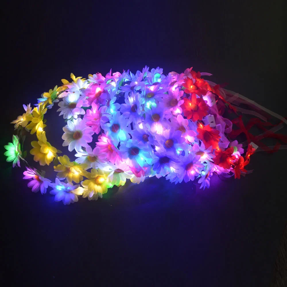 12-Pack LED Flower Crown Headbands – Glow Party Supplies LED Flower Headband Babs