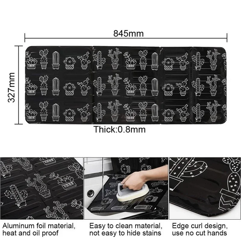 Aluminum Foil Cactus Print Stove Oil Splatter Guard Baffle Stove Splatter Guard Babs