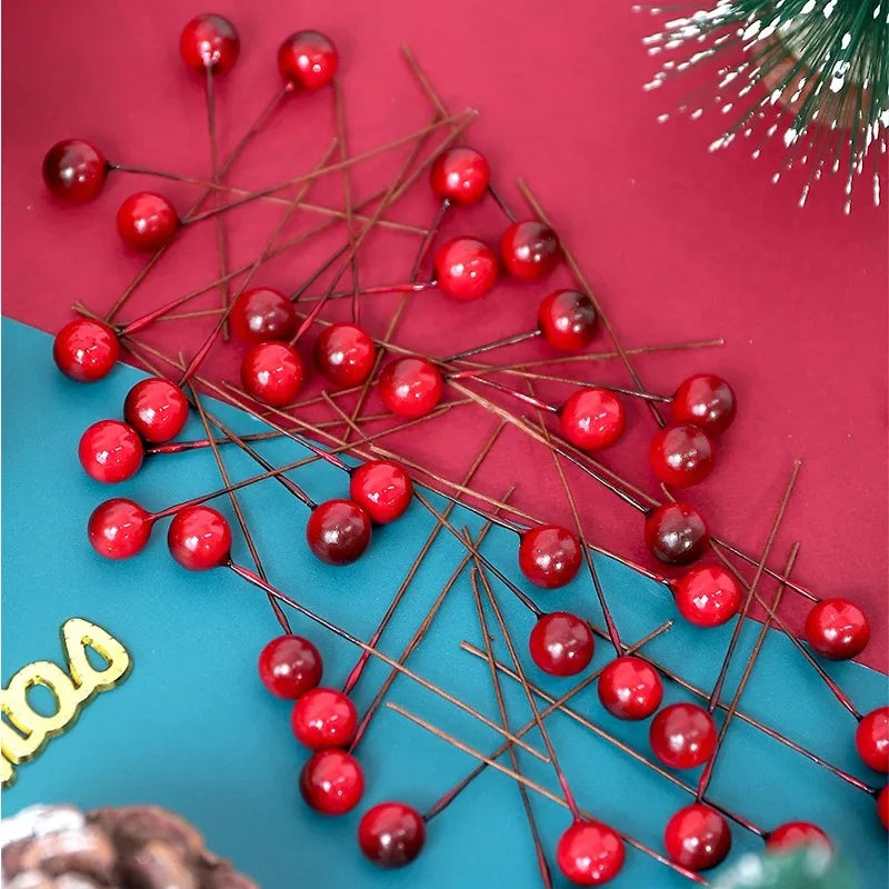 Artificial Holly Berry Stems for Christmas Wreaths & Crafts 50/100Pc Christmas Craft Stems Babs