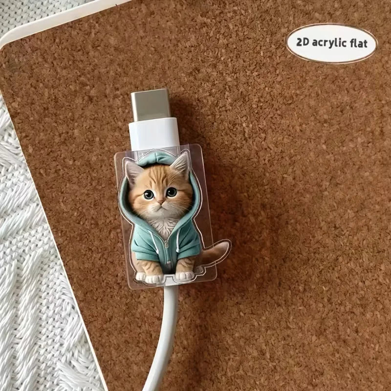 Cartoon Cat Cable Protectors for Type-C Charging Cables – 2pcs Cable Protector Babs