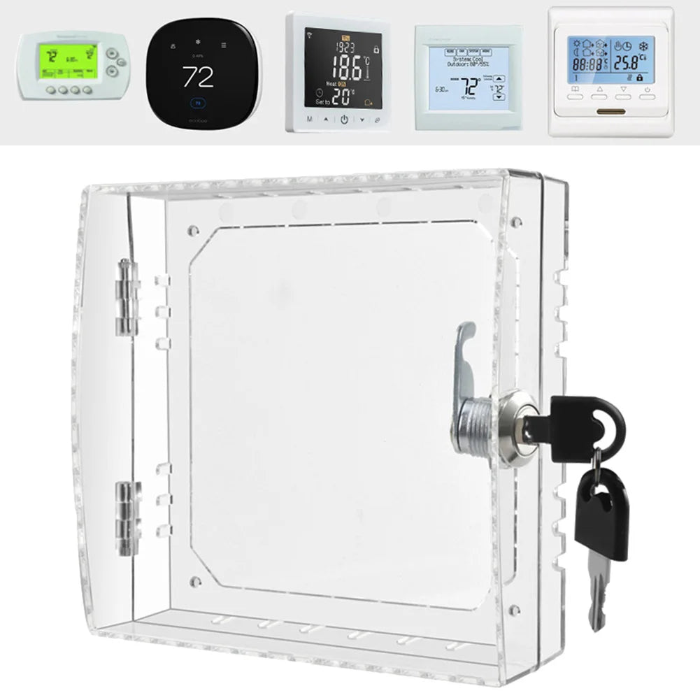 Lockable Clear Thermostat Cover Guard Box – Home & Office Thermostat Lock Box Babs Default Title