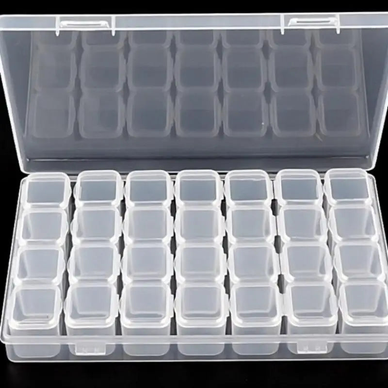 28-Compartment Plastic Nail & Jewelry Organizer Storage Box Jewelry Storage Box Babs