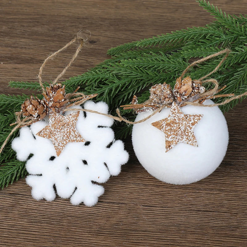 White Foam Christmas Ornaments – Snowflake & Ball Pendants Christmas Tree Ornaments Babs