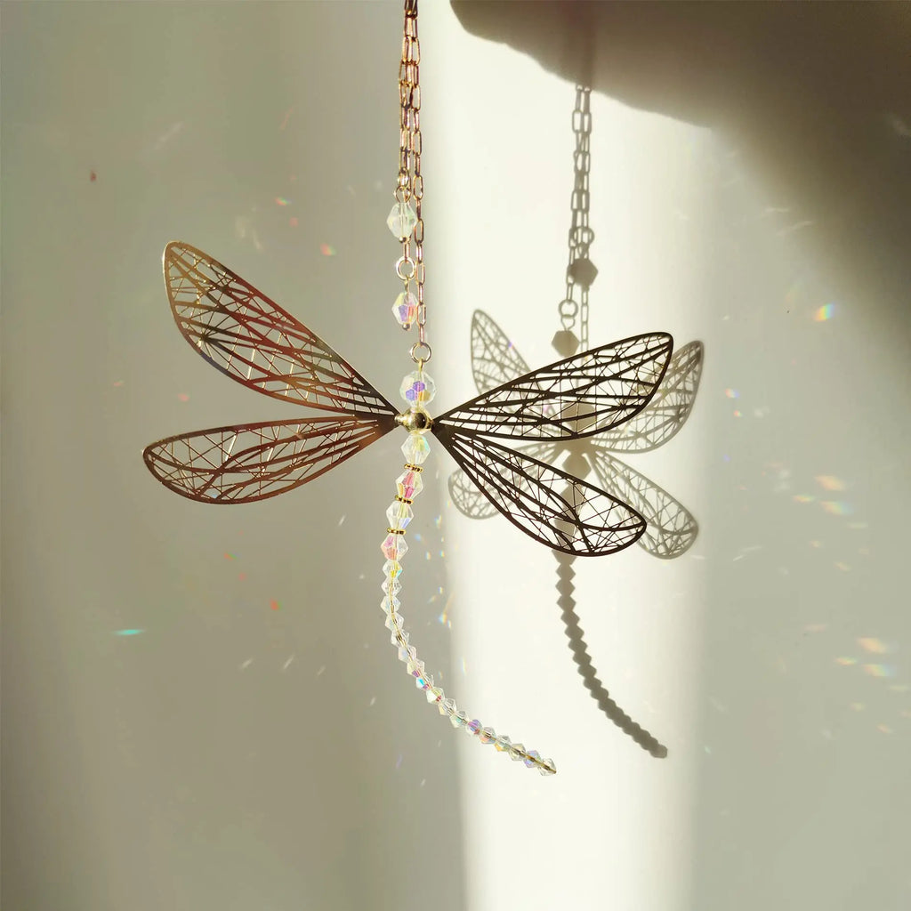 Crystal Dragonfly Wind Chime Sun Catcher – Garden & Window Decor Wind Chime Ornament Babs 2