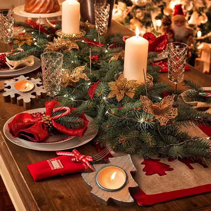 Christmas Wooden Candle Holder – Snowflake Xmas Tree Décor Wooden Candle Holder Babs