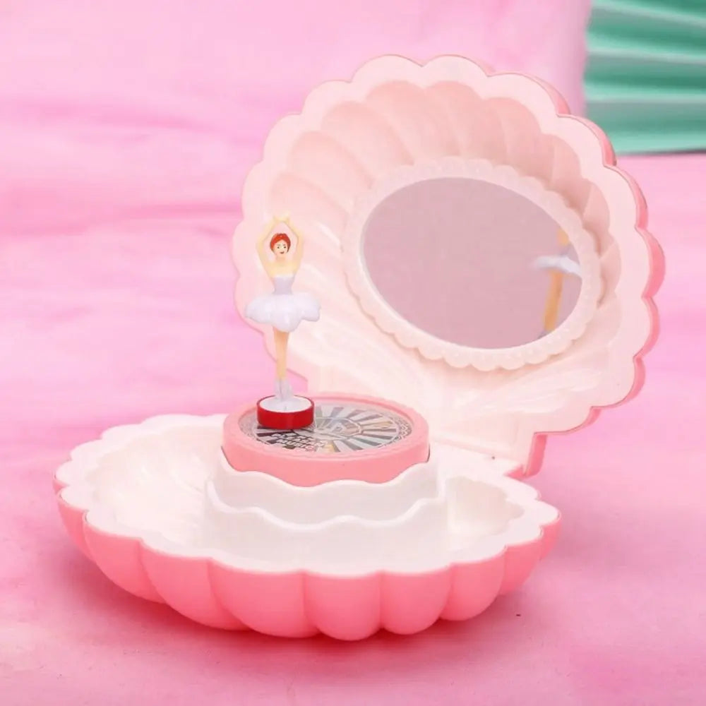 Shell Rotating Music Box – Dancing Girl Jewelry Box with Mirror Decorative Music Box Babs