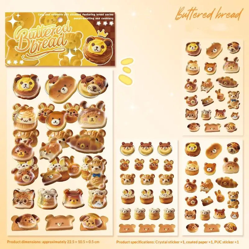 Cute Cartoon Bear 3D Embossed Stickers for DIY & Scrapbooking Decorative Craft Stickers Babs A2