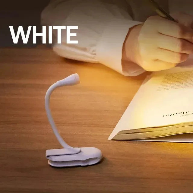 USB Rechargeable Clip-On LED Book Light – Dimmable 360° Clip-On Book Light Babs WHITE