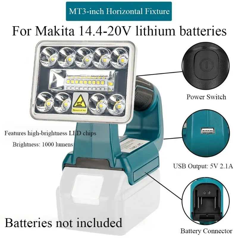 18V/20V Compatible Cordless LED Work Light – 3 Modes + USB Cordless Work Light Babs