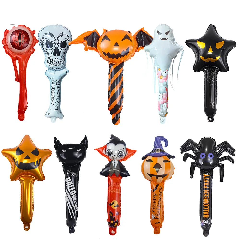 Halloween Handheld Foil Balloons – Pumpkin Ghost Skeleton 1/5/10Pc Halloween Foil Balloons Babs Mix random As pictures show 5pcs