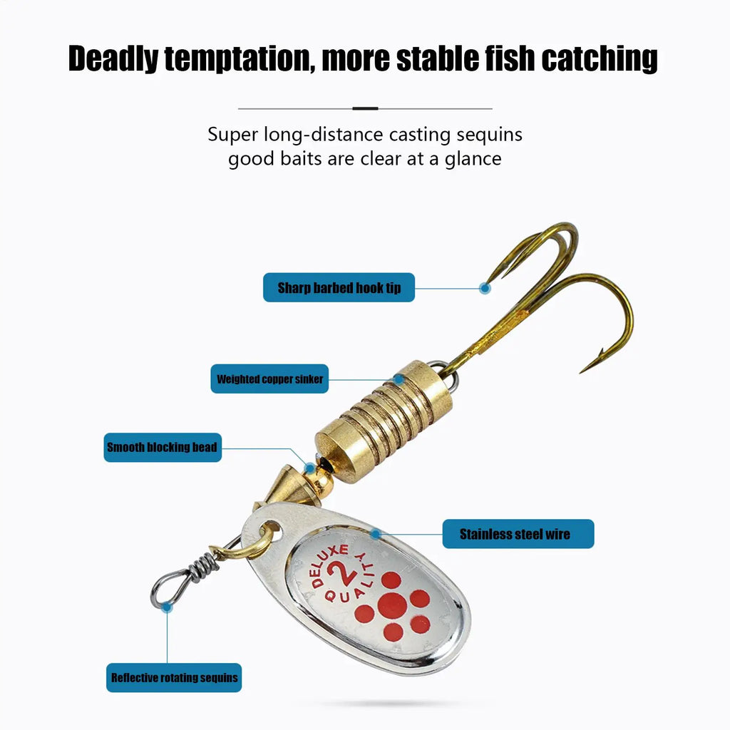 10-Piece Fishing Spinner Spoon Lures – Bass, Trout & Pike Fishing Spinner Lures Babs