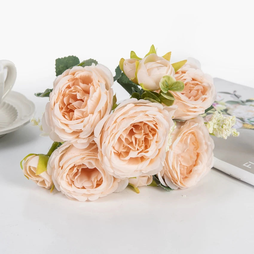 Artificial Silk White Peony Stems – Wedding & Home Décor Artificial Silk Flowers Babs Champagne