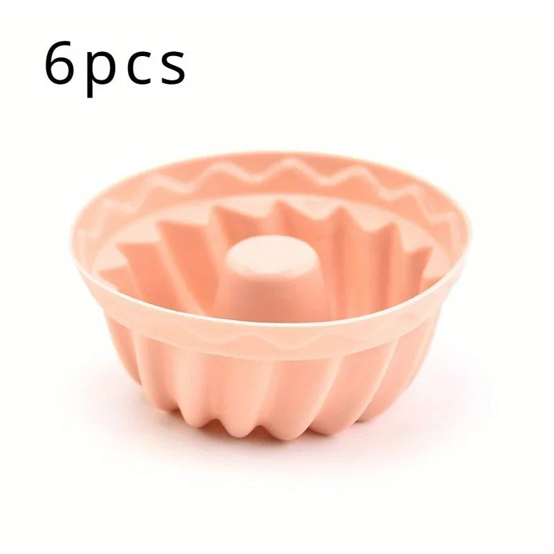 Non-Stick Silicone Bundtlette Cake Mold | Mini Fluted Tube Pan Silicone Cake Mold Babs pink-6pcs