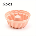 Non-Stick Silicone Bundtlette Cake Mold | Mini Fluted Tube Pan Silicone Cake Mold Babs pink-6pcs