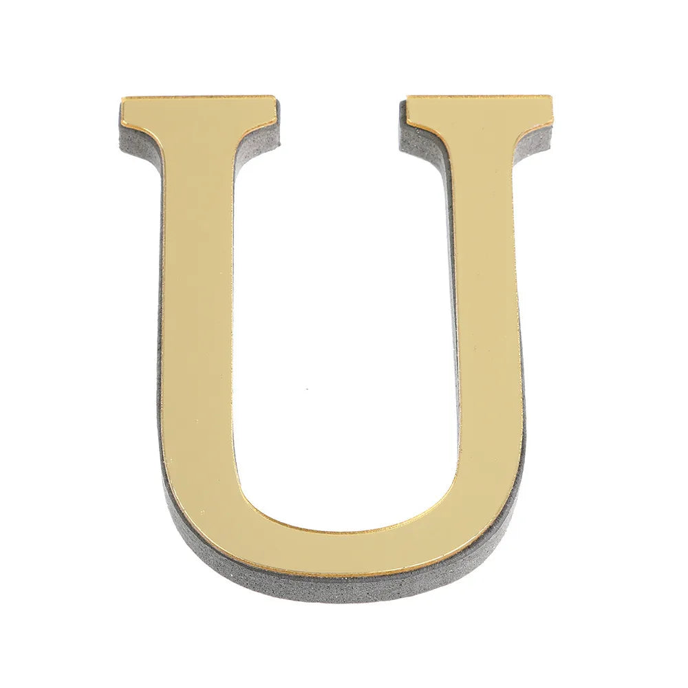 3D Gold Mirror Acrylic Letter Wall Stickers 10cm A–Z DIY Decals Mirror Letter Sticker Babs U