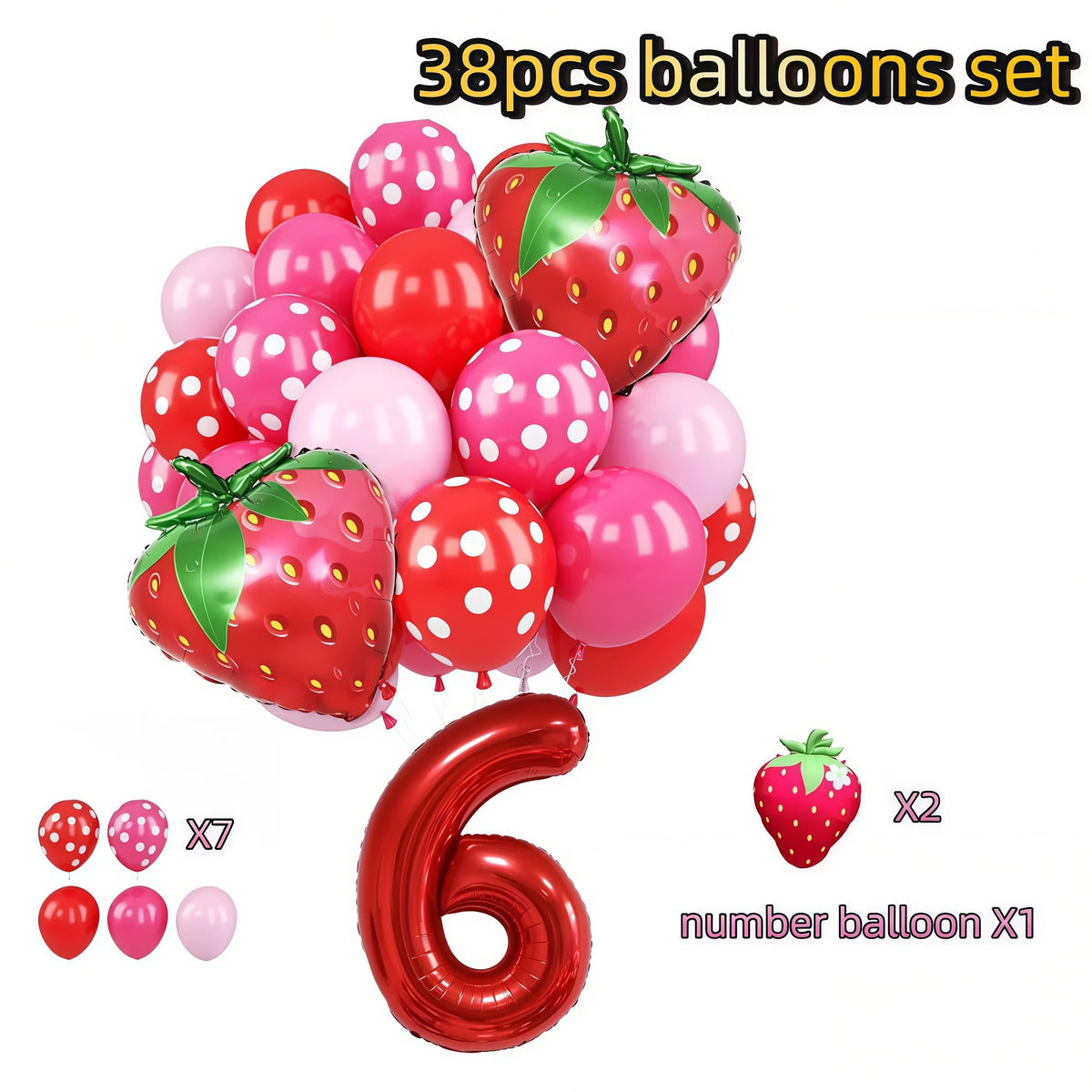 Strawberry Shortcake Birthday Party Decoration Kit – Banner & Balloons Party Decoration Kit Babs 38pcs Balloons 6