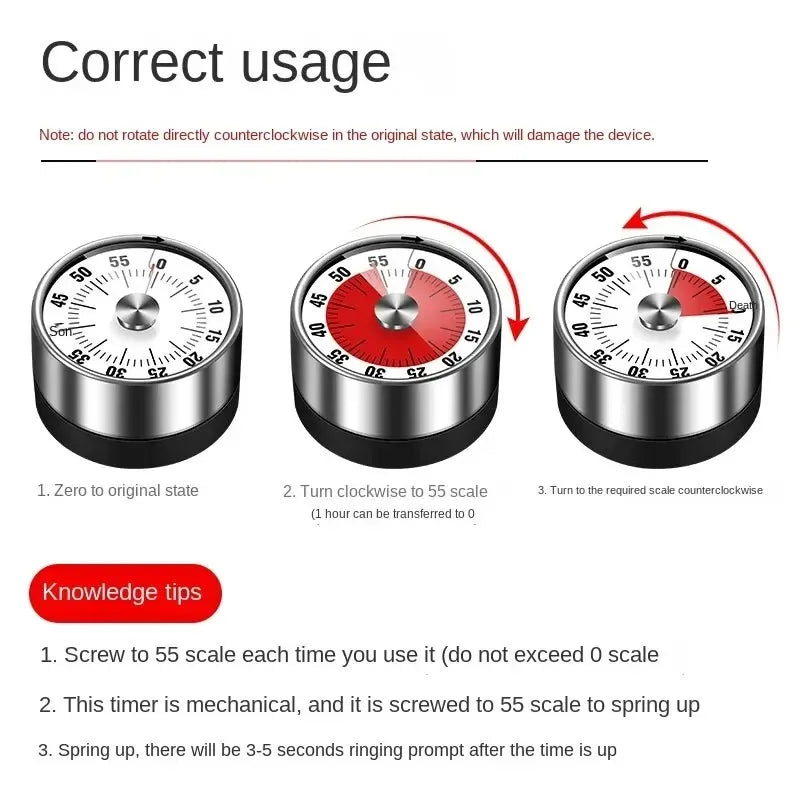 Mechanical Countdown Timer – 60 Min Kitchen & Classroom Mechanical Kitchen Timer Babs