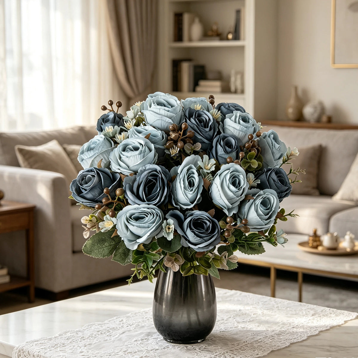 Silk Artificial Rose Bouquet – Wedding & Home Décor (3/6 pcs) Artificial Flower Bouquet Babs