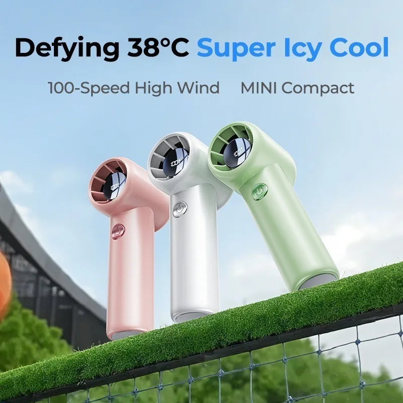 Handheld Turbo Fan USB Rechargeable Portable Outdoor Fan Digital Display Handheld Portable Fan Babs