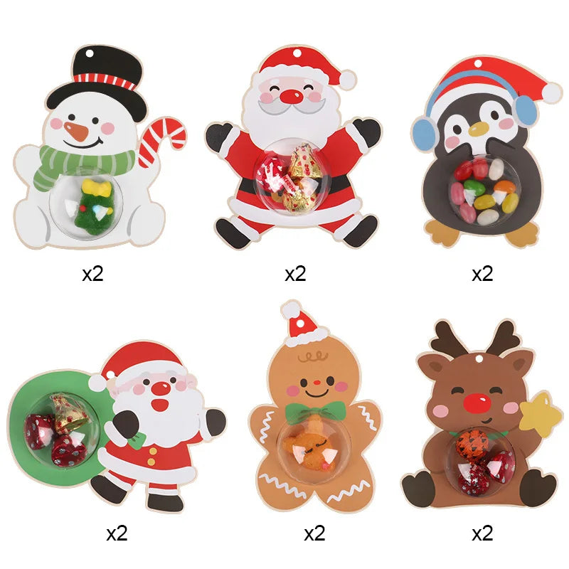 12/24Pcs Christmas Candy Holder Cards & Xmas Tree Pendants Christmas Gift Bags Babs 12Pcs