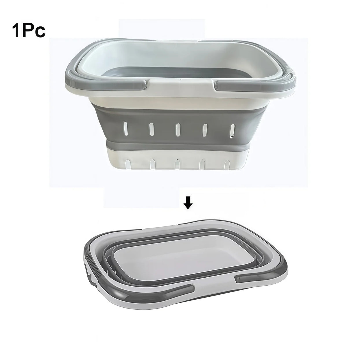 Foldable Collapsible Oval Laundry Basket with Handles Laundry Basket Babs 1Pc Gray