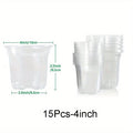 Clear Nursery Pots with Drainage – Transparent Variety Pack Nursery Pots Babs 15Pcs-4inch
