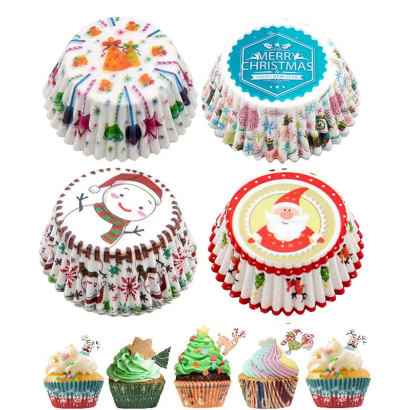 100Pcs Christmas Cupcake Liners – Festive Muffin Baking Cups Cupcake Liners Babs