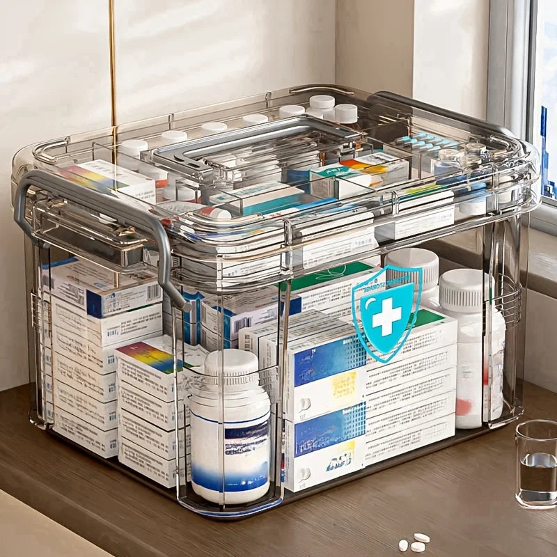 Transparent Plastic First Aid Box with Handle – Stackable First Aid Storage Box Babs