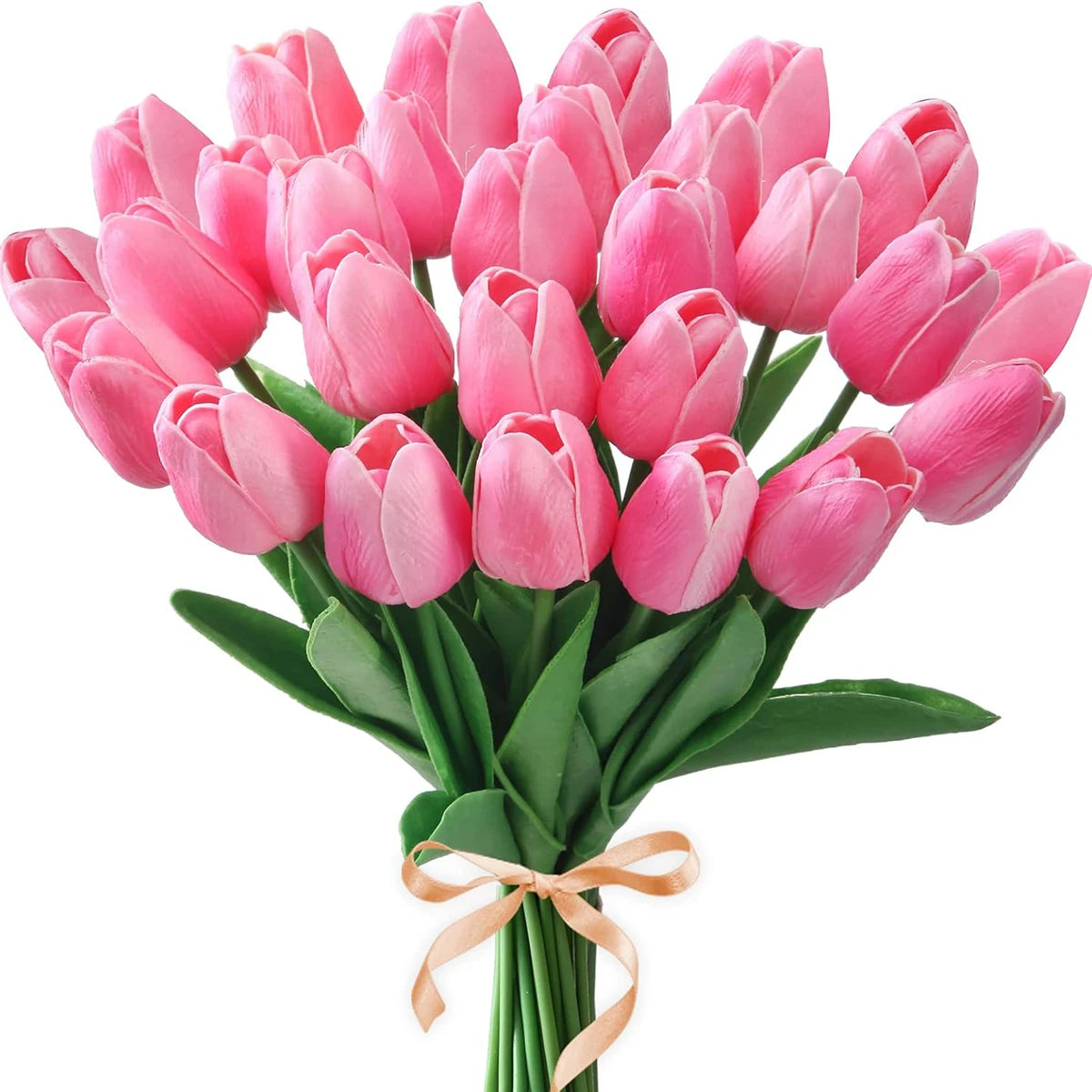 10-Piece Artificial Tulip Bouquet – PE Foam Fake Flowers Artificial Flower Bouquet Babs Deep Pink