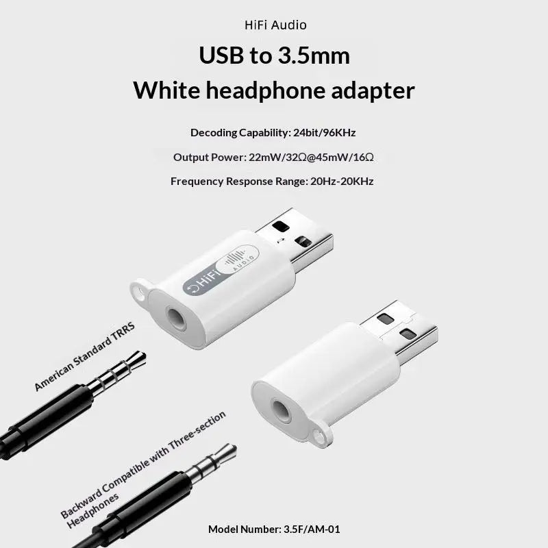 USB to 3.5mm TRRS Audio Adapter – HiFi DAC Sound Card USB Audio Adapter Babs A3