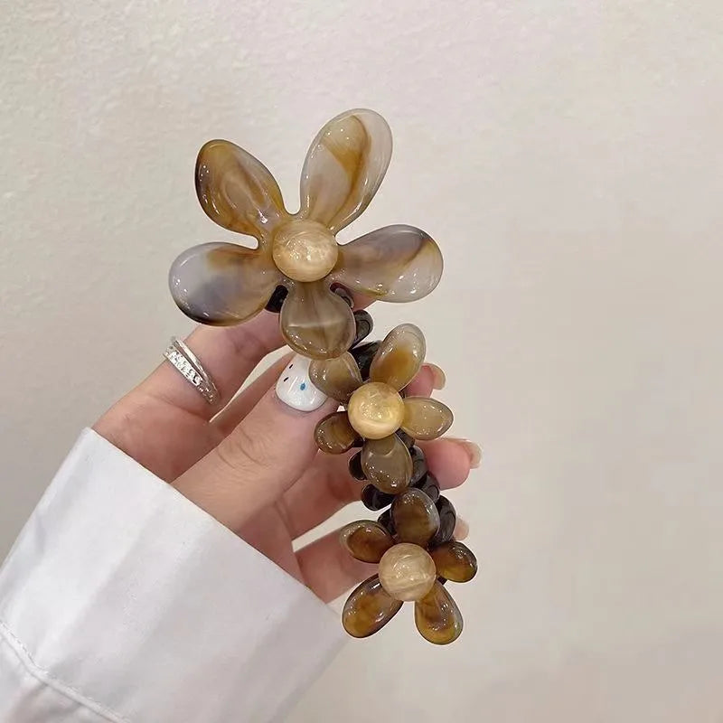 Pearl Flower Bubble Braid Hairband | Elastic Hair Accessories Elastic Hair Band Babs E