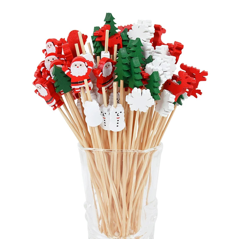 Christmas Cocktail Picks & Cupcake Toppers – 50/100 Pcs Disposable Party Picks Babs