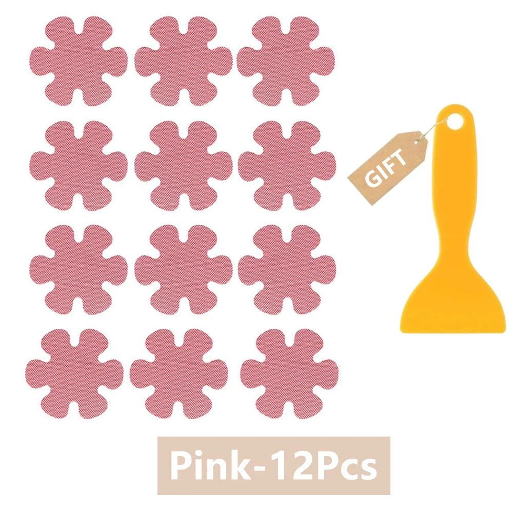 Non-Slip Bathtub Shower Stickers – Anti-Slip Safety Grip Decals Non-Slip Safety Stickers Babs Pink 12Pcs 8CM