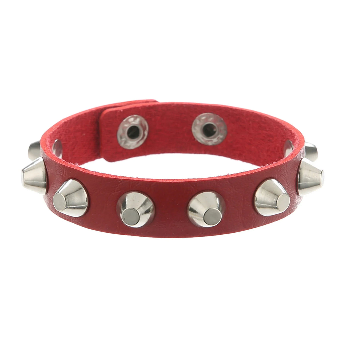 Punk PU Leather Rivet Cuff Bracelet – Unisex Rock Style Leather Cuff Bracelet Babs RED