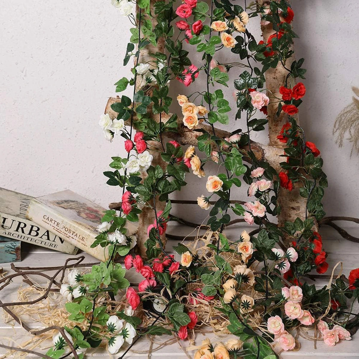 180cm Artificial Silk Rose Vine for Wedding Arch & Home Decor Artificial Flower Vine Babs