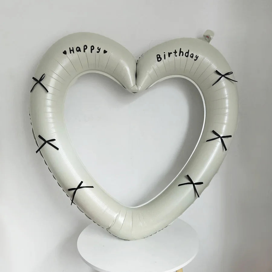 40" Heart Photo Frame Foil Balloon – Birthday & Party Décor Party Foil Balloon Babs Cream White Other