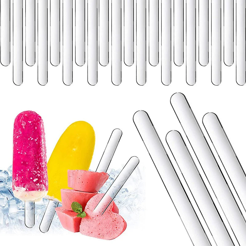 20Pcs Clear Acrylic Reusable Popsicle & Ice Cream Sticks Ice Cream Sticks Babs