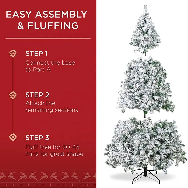 Flocked White Artificial Christmas Tree – Snow Dusted PVC Pine Artificial Christmas Tree Babs