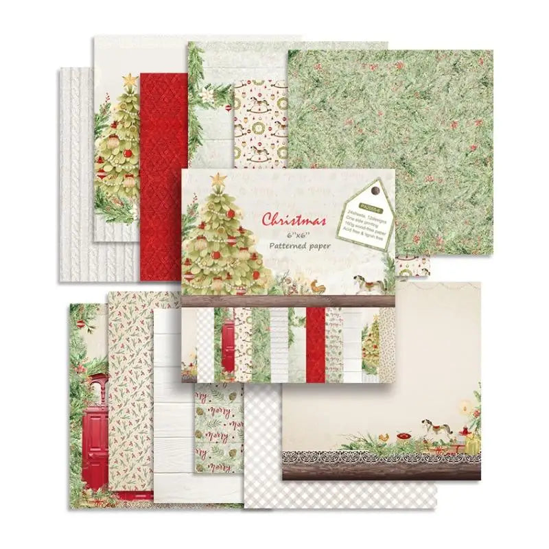 Christmas Scrapbook Paper Pad 6x6" 24pcs Vintage Cardmaking Scrapbook Paper Pad Babs