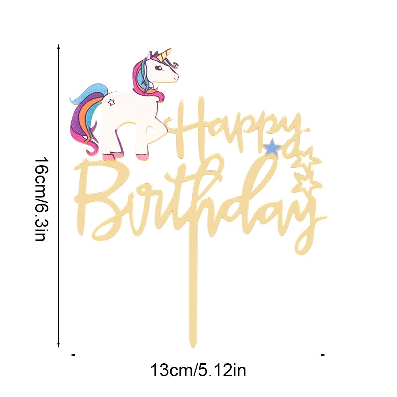 Unicorn Happy Birthday Acrylic Cake Topper – Kids Party Decor Acrylic Cake Topper Babs A