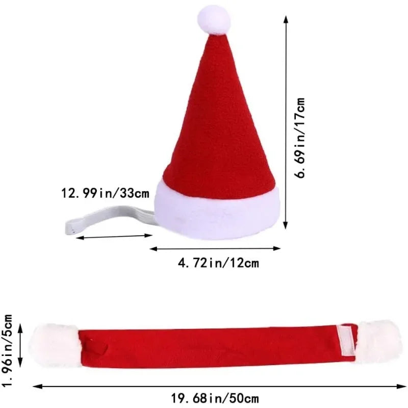 Cat Christmas Hat & Scarf Set – Holiday Pet Costume & Photo Prop Pet Holiday Costume Babs