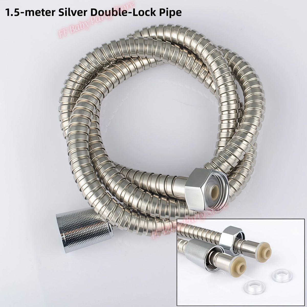 Flexible Stainless Steel Shower Hose – Waterproof Bathroom Pipe Shower Plumbing Hose Babs 1.5 meters 7