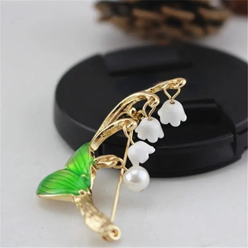 Lily of the Valley Plant Brooch – Vintage Floral Pin for Women Fashion Brooch Pin Babs
