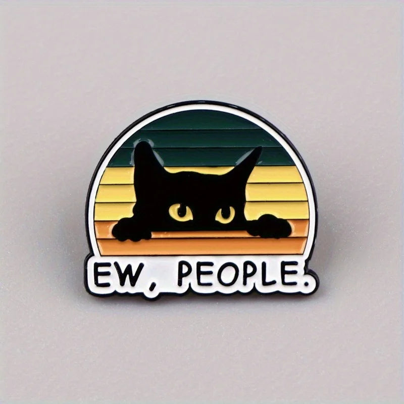 2pcs Black Cat Enamel Pin Brooch – Funny Animal Lapel Pin Set Enamel Lapel Pin Babs
