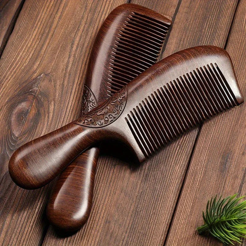 Vintage Sandalwood Double-Sided Comb – Detangle & Style Hair Styling Comb Babs