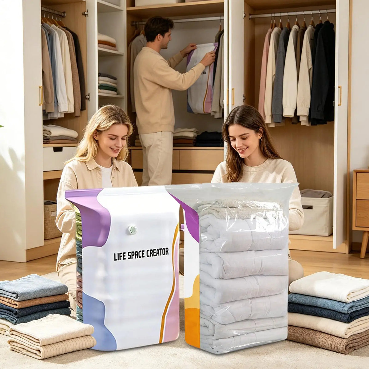 No-Pump Vacuum Compression Storage Bags – 3-Pack, Extra Large Vacuum Storage Bags Babs